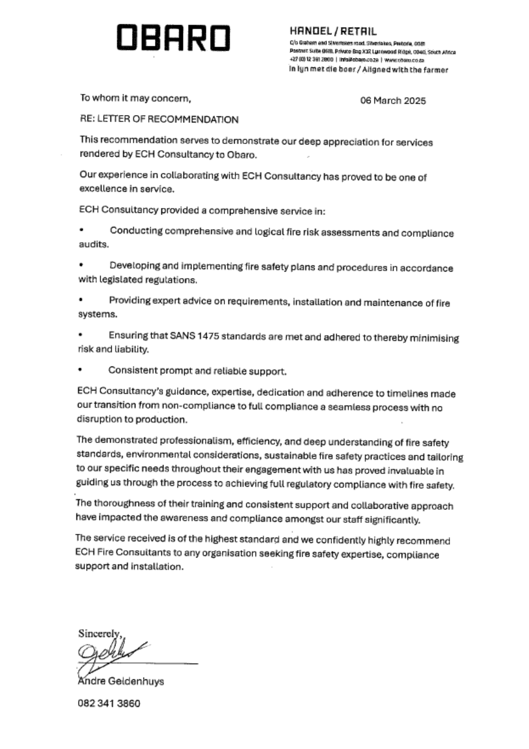 Obaro letter of recommendation preview